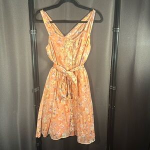 Lauren Conrad Womens Cottagecore Dress Size 2 Coral Chiffon DAINTY FEMININE